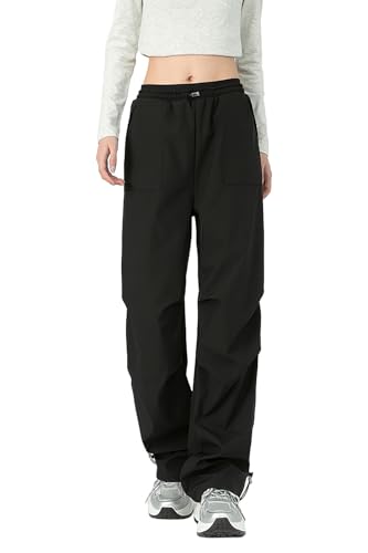 [MORGEN SKY] トレッキングパンツ レディース 登山パンツ ストレッチ アウトドアウェア ウエストゴム 薄手 撥水 吸汗速乾 登山 お釣り 春夏秋 カジュアル オシャレ 無地 CK2376 (JP, アルファベット, M, 標準, ブラック) 1