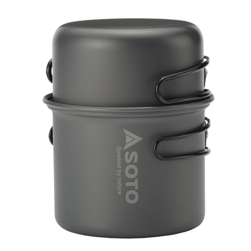 ソト(SOTO) 2点セット アルミクッカー 軽量 コンパクト ソロ デュオ メッシュ収納袋 登山 トレッキング キャンプ アウトドア アルミクッカーセットM SOD-510 1