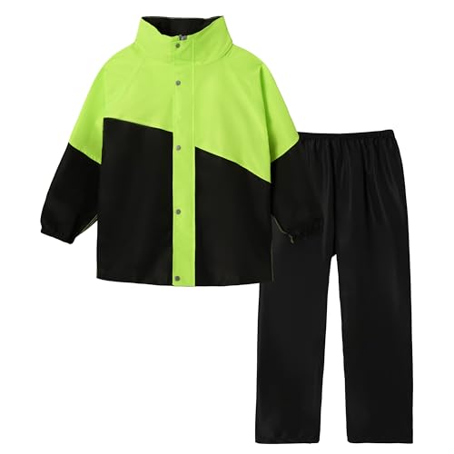 [Volunboy] レインコート キッズ 上下 男の子 女の子 ランドセル対応 修学旅行 林間学校 子供 カッパ レインスーツ レインウェア セパレート ジュニア 小学生 中学生 おしゃれ 収納バッグ付き 120-160cm (グリーン,140) 1