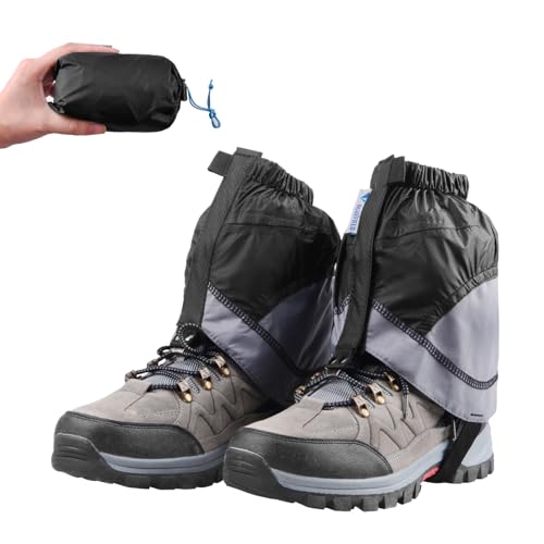 [TRIWONDER] ゲイター 防水 登山スパッツ ショット ゲーター レインスパッツ レッグカバー 雨 脚絆 泥除け トレッキング クライミング ハイキング 悪天候の日に 男女兼用 (ブラック＆グレー) 1