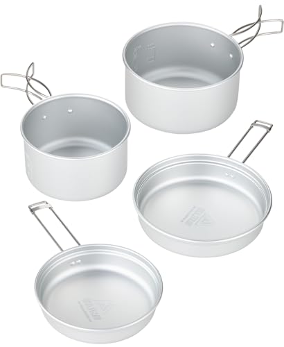 VASTLAND(ヴァストランド) クッカー 4点セット アルミ キャンプ用 コッヘル 調理器具 鍋 収納袋付き 1