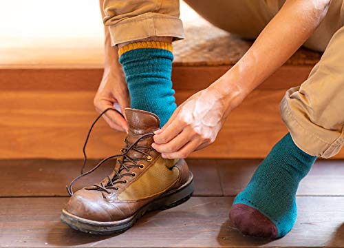 [千代治のくつ下] 本格トレッキングソックス(登山用靴下) レディース 2足組 22-24cm コニャック＆ボトルグリーン 日本製の特徴・詳細 画像