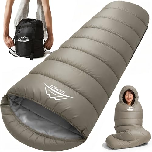 寝袋 シュラフ LEEPWEI【2026年アップグレード版マミー型】オールシーズン コンパクト キャンプ アウトドア sleeping bag 軽量 防災 車中泊 来客用 登山 簡単収納 丸洗い可能 収納袋付 1