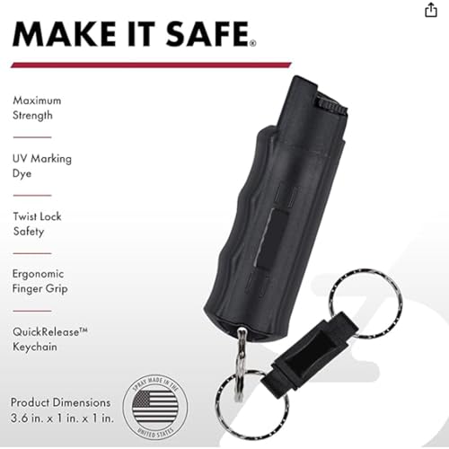 キーホルダーに簡単に取り付け可能なコンパクトサイズのペッパースプレー - 強力なクイックリリース機能 - 安全小型ペッパースプレーキーホルダー | アウトドア・キャンパス・夜間・通勤・ランニング・ハイキング・ウォーキング・旅行にの特徴・詳細 画像