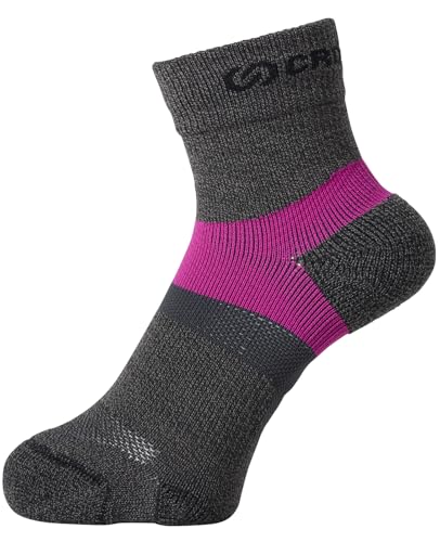 [オカモト] CROSSPRO(クロスプロ) トレッキング 靴下 CORDURA コンバットウール アーチパネル テーピング構造 足底クッション 登山用 アウトドア トレイルラン 571-101 チャコール×ピンク 22.0 cm~24.0 cm 1足組 1