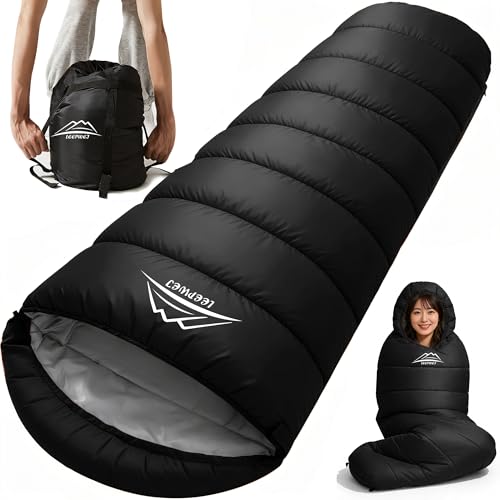 寝袋 シュラフ LEEPWEI【2026年アップグレード版マミー型】オールシーズン コンパクト キャンプ アウトドア sleeping bag 軽量 防災 車中泊 来客用 登山 簡単収納 丸洗い可能 収納袋付 1