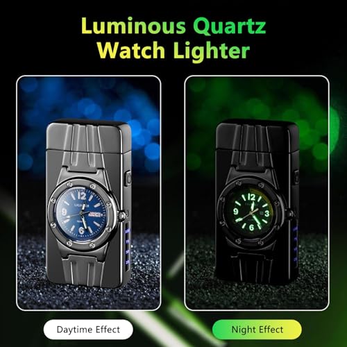 TIKIUKI プラズマライター USB充電式 電子ライター デュアルアーク 金属ボディ 屋外対応 風防 おしゃれ ギフト ライター プレゼント（ブラック冷静）の特徴・詳細 画像