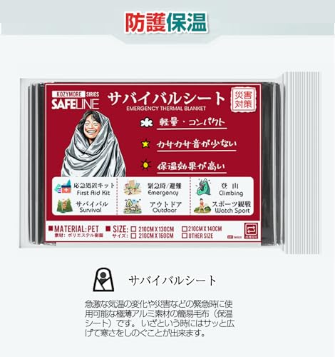 Kozy More 救急セット 防水 携帯用 ファーストエイド キット 15種類 防災士推奨 アウトドア 登山 車 防災グッズ 非常時用 応急手当付… (Red)の特徴・詳細 画像