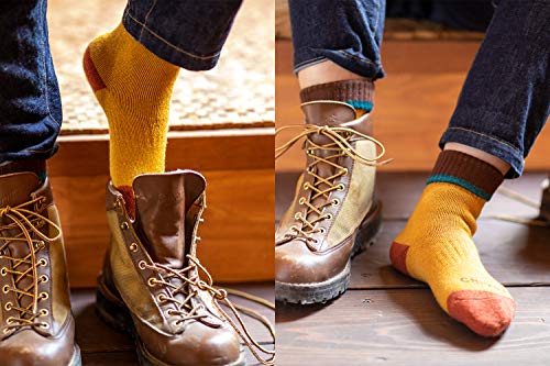 [千代治のくつ下] 本格トレッキングソックス(登山用靴下) レディース 2足組 22-24cm コニャック＆ボトルグリーン 日本製の詳細・まとめ 画像