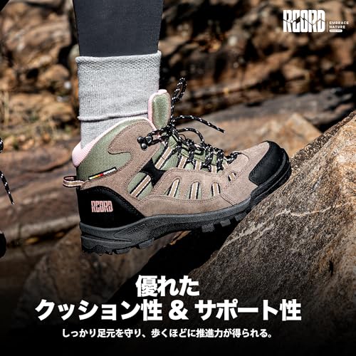 [R CORD] レディース トレッキングシューズ 防水 防滑 通気 衝撃吸収 耐摩耗性 登山 ハイキング アウトドア 厚底 旅行用 全天候対応 釣り靴 おしゃれ 遠足 ハイキング 運動靴 ピンクライン 25.0cmの特徴・詳細 画像