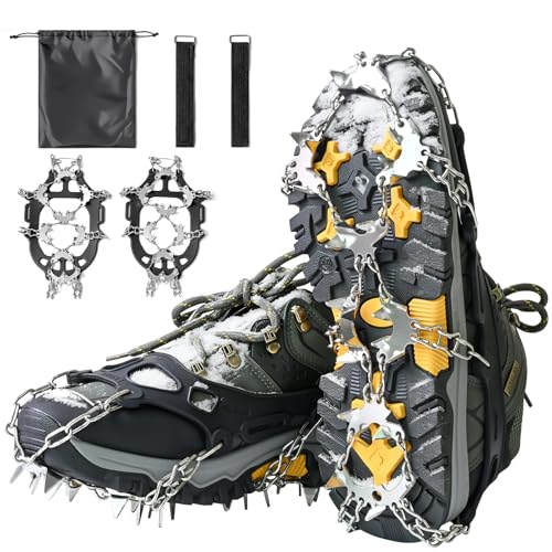 DOMOR アイゼン 28本爪 チェーンスパイク 201ステンレス製 スノースパイク 軽量 靴底用 凍結道路 通勤 登山 雪山 滑り止め 男女兼用 収納袋付き M 1