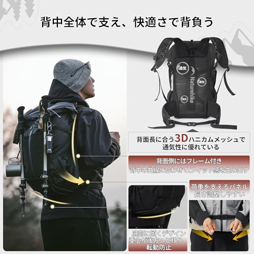 [Naturehike] 公式ショップ バックパック 登山 リュック ハイキングバッグ リュックサック アウトドア 通勤 収納性 撥水加工 防災 軽量 高通気性 多機能 男女兼用 旅行用 スポーツ キャンプの詳細・まとめ 画像