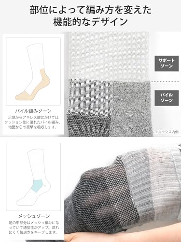 VAXPOT(バックスポット) トレッキングソックス 2足組 登山靴下 メンズ レディース キッズ 【足底クッション 甲メッシュ 抗菌防臭加工】 VA-8272 BLK 23-25cmの特徴・詳細 画像