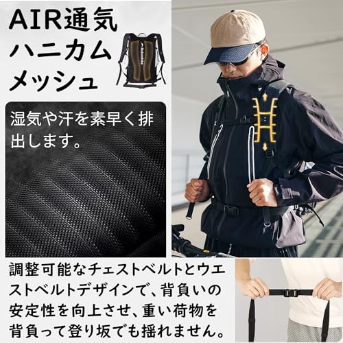 Naturehike バックパック 40L大容量 側面ジッパー 水分補給穴 背部調整 軽量 通気 レインカバー付き コンパクト メンズ レーディス 登山リュック (25L, ホワイト)の特徴・詳細 画像