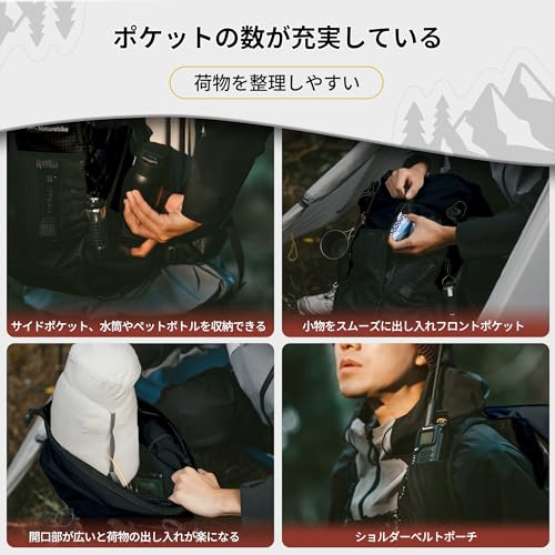 [Naturehike] 公式ショップ バックパック 登山 リュック ハイキングバッグ リュックサック アウトドア 通勤 収納性 撥水加工 防災 軽量 高通気性 多機能 男女兼用 旅行用 スポーツ キャンプの特徴・詳細 画像