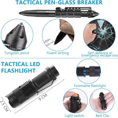 Kirnuo アウトドア用応急処置用品、荒野の救急キット、サバイバルグッズ サバイバルキット、サバイバルぐっず、ツールセット、多用途アドベンチャーツール (12点セット)の特徴・詳細 画像