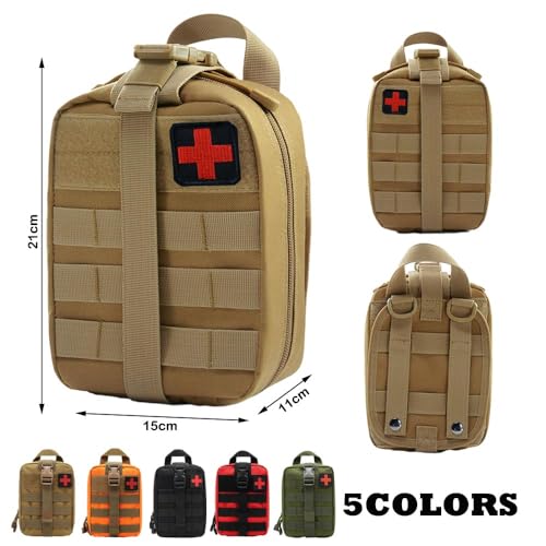 HiLiBoom メディカルポーチ 収納ポーチ 救急ポーチ 防水 軽量 収納 応急処置 旅行登山 アウトドア キャンプ 防災 救急用 カーキの詳細・まとめ 画像