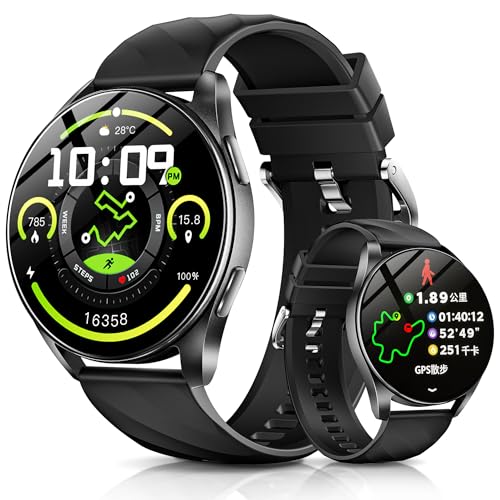 【2026年コスパ最高 GPS内蔵&水泳防水】LEEWIN V2スマートウォッチ 1ATM防水 スポーツウォッチ 運動軌跡記録 iPhone／アンドロイド対応 Smart Watch 丸型 腕時計 7日間のバッテリー持ち 24時間睡眠管理 Bluetooth5.3通話 メッセージ通知 100+運動モード AI文字盤 ChatGPT 音声アシスタント 懐中電灯 歩数計 天気 スマホ探す プレゼント 1