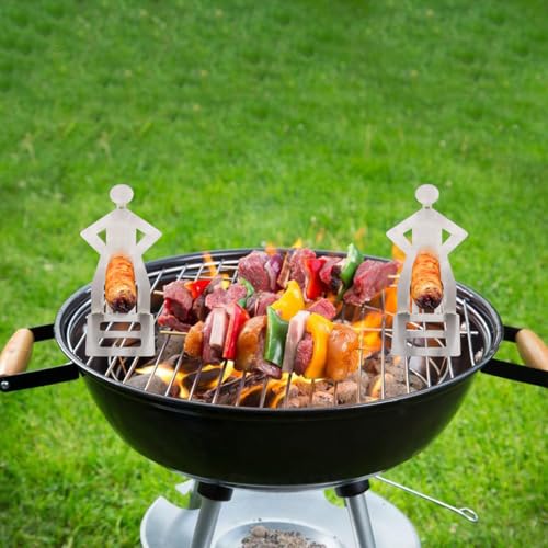 バーベキュー グリルホルダー おもしろ 人型 トングスタンド トング置き 串焼きスタンド 焼き串 ソーセージスタンドホルダー ステンレス製 キャンプ用 BBQツール アウトドア 4本セットの特徴・詳細 画像