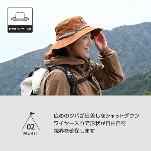 [ナイガイ] メッシュハット 登山 ランニング トレイルランニング キャンプ アウトドア サファリハット 帽子 オールシーズン メッシュ サイズ調整 タレ付き ユニセックス メンズ レディース 90370802 (JP, 数字サイズ, 59.0 cm, 97.チャコール)の特徴・詳細 画像