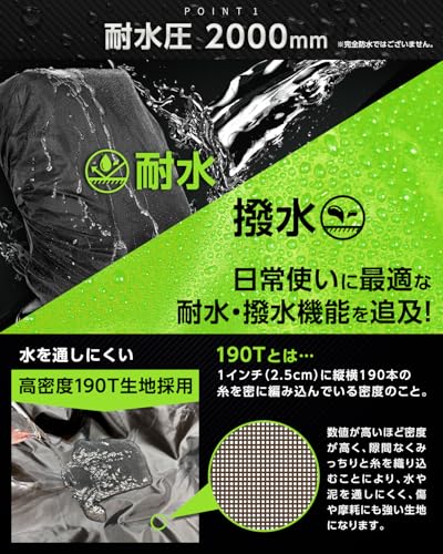 [BEACO] 【撥水王】超撥水で雨から守る リュックカバー 防水カバー レインカバー レインバックカバー 登山用 軽量100g 収納袋 コンパクト (ブラック, M（25〜35L）)の特徴・詳細 画像