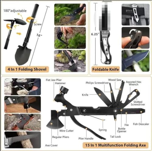 HongzyFirm サバイバルキット防災テント緊急対応キット緊急地震アウトドアアドベンチャーハイキングハンティング男女兼用ギフト (C)の特徴・詳細 画像