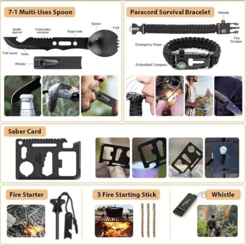 HongzyFirm サバイバルキット防災テント緊急対応キット緊急地震アウトドアアドベンチャーハイキングハンティング男女兼用ギフト (C)の特徴・詳細 画像