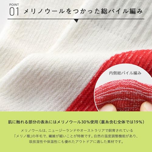 [ナイガイ] メリノウール混 登山 靴下 2重リブ 足口ループ付 足底滑り止め付き 総パイル クルー丈ソックス アウトドア メンズ＆レディース ソックス 靴下 男性 女性 プレゼント ギフト NAIGAITRAIL 90370007 (JP, 数字サイズ, 23.0 cm, 25.0 cm, 91.オフホワイト)の詳細・まとめ 画像