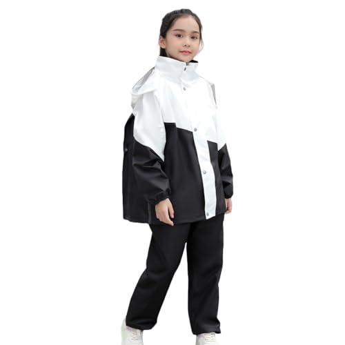 [LJZM] レインコート キッズ 上下 セパレート 子供 レインスーツ ランドセル対応 雨具 カッパ レインウエア ジュニア 男の子 女の子 男女兼用 梅雨対策 通園 通学 遠足 (ホワイト, 3XL) 1