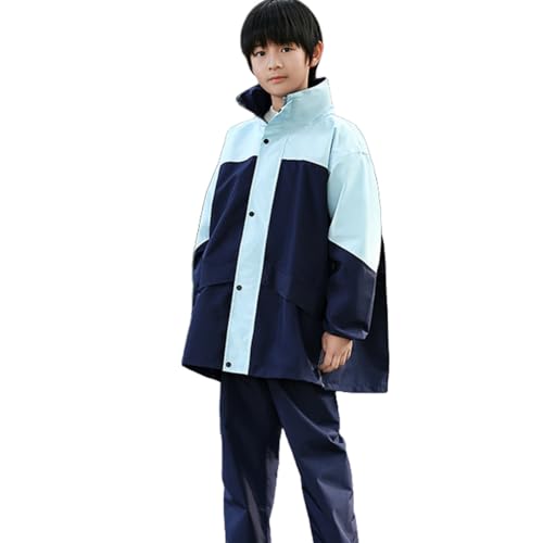 [LJZM] レインコート キッズ 上下 セパレート 子供 レインスーツ ランドセル対応 雨具 カッパ レインウエア ジュニア 男の子 女の子 男女兼用 梅雨対策 通園 通学 遠足 (ネイビー, 4XL) 1
