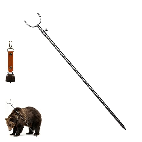 クマよけグッズ 多目的伸縮棒 ポール 強力な耐荷重 クマよけの鈴付き 1.2m～1.8mの伸縮式 ステンレス鋼 軽量コンパクト 水草を刈る 水草を釣る 魚をフォークするのに適している 1.8メートル [並行輸入品] 1