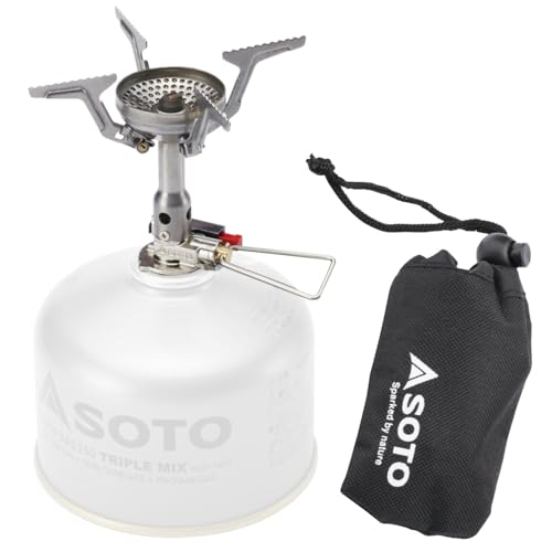 ソト(SOTO) 日本製 シングルバーナー コンパクト ストーブ 収納ポーチ付 OD缶 ソロ キャンプ 登山 アミカス SOD-320 1