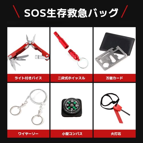 サバイバルキット サバイバルグッズ エマージェンシー 登山工具セット 多機能サバイバルツール アウトドア必需品、緊急時の自衛用サバイバルツール 収納ボックス付きの詳細・まとめ 画像