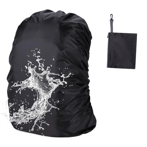 [SLEEPSINERO] 【2倍以上撥水・超軽量80g】 リュックカバー 防水 レインカバー 梅雨対策 落下防止 35－80L (S,ブラック) 1