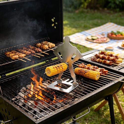 屋外人型ソーセージグリラー、ステンレス製筋肉人型立ち姿ソーセージ焼き台、ユニークで面白いホットドッグ専用焼き器具、キッチンやビーチ、自宅バーベキューに活用、頑丈で錆びにくく、調理が楽しくなる遊び心溢れるデザインの特徴・詳細 画像