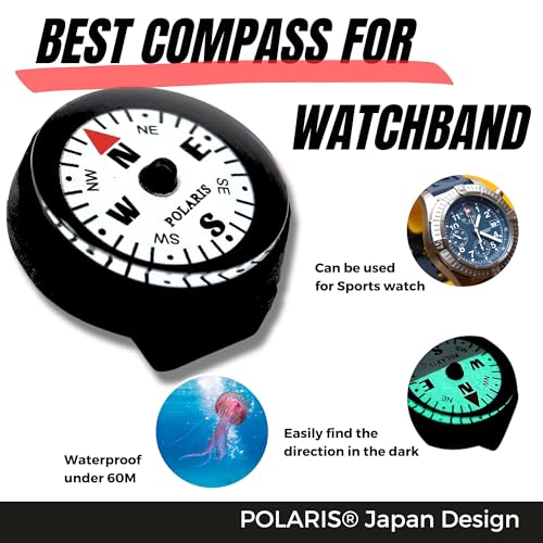 POLARIS 腕時計 コンパス 方位磁針 方位磁石 暗闇でも南北がすぐわかるオリジナルデザイン 60m防水コンパス ベルトコンパス キャンプ 登山 防災の詳細・まとめ 画像