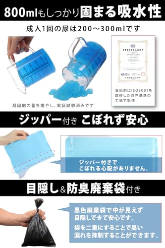 Qbit どこでも携帯トイレ 小便用 非常用/災害用/簡易トイレ 【防災グッズ大賞2023 大賞ブランド】 選べるサイズ エチケット袋 車 渋滞 登山 防災グッズ 廃棄袋付 男女兼用 (受け口付 Mサイズ 6回分)の特徴・詳細 画像