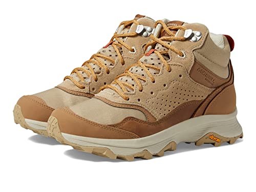 Merrell® Speed Solo Mid防水ハイキングブーツ 男性用 – FloatPro™フォームミッドソール – 取り外し可能なポリウレタンフットベッド, タバコ/ゴールド, 7の外観・全体像 画像