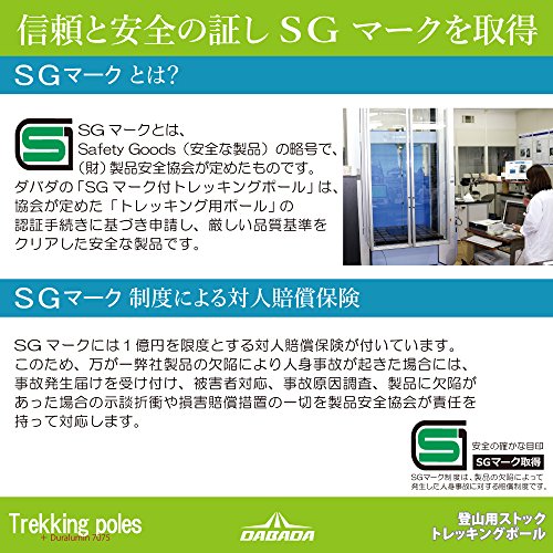 DABADA(ダバダ) SG承認品 軽量アルミ製 トレッキングポール 2本セット キット付 アンチショック機能付 【軽量220g コンパクト最少56.5cm】 (アルミシルバー)の詳細・まとめ 画像
