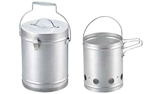 【Amazon.co.jp 限定】 キャプテンスタッグ(CAPTAIN STAG) 火起こし 火消し 大型 火消し壺 火起こし器 セット UY-7023 シルバー 外径190×高さ240mm 1