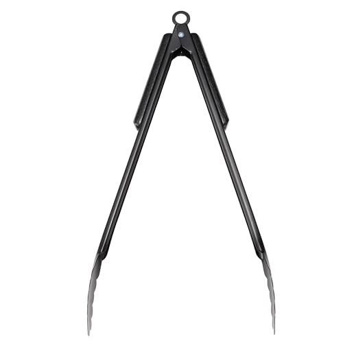 キャプテンスタッグ(CAPTAIN STAG) アウトドア BBQ ウッドグリップ トング 35cm ストッパー付き ブラックチタンコート ステンレス製 UG-3331の特徴・詳細 画像