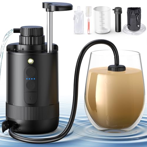 【防災士監修】YZO 携帯浄水器 災害 浄水器 アウトドア 電動式＆手動2WAY対応 6層ろ過 99.99999%高精度浄水 携帯じょうすい器 1