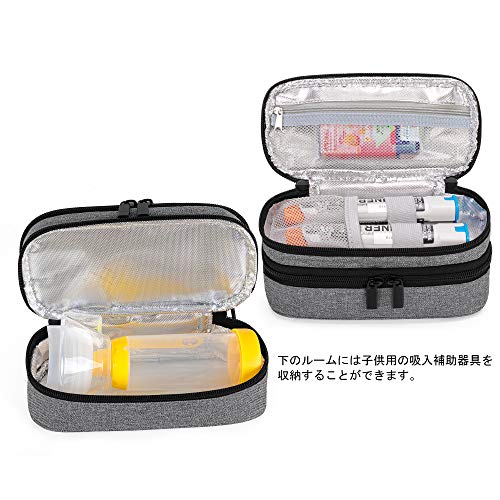 CURMIO エピペンケース 二層式 2つのエピペン収納可能、Auvi-Q、点鼻スプレー、吸入補助器具 携帯用 家庭 旅行 （バッグのみ）グレーの詳細・まとめ 画像