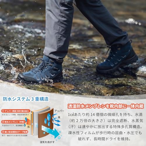 [SOARHOPE] 【全天候防水対応】防水 トレッキングシューズ ハイカット 登山靴 メンズ アウトドアシューズ 登山ぐつ 防滑 軽量 3eの詳細・まとめ 画像