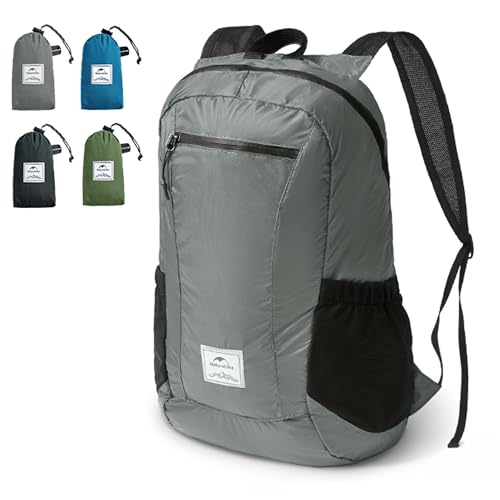 Naturehike 登山リュック 折り畳み 25L/30L 給水袋ホース用穴 防水PU2000mm+(18L, グレー) 1